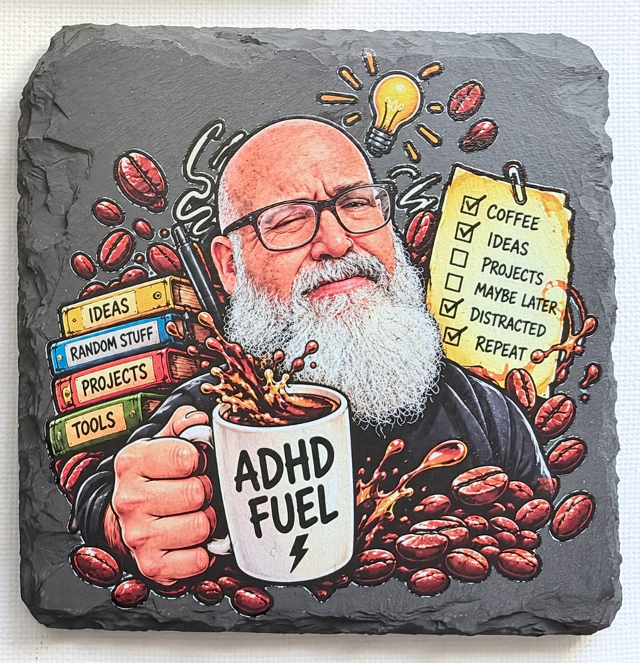 Natural slate coaster personalised with a full-colour UV printed design