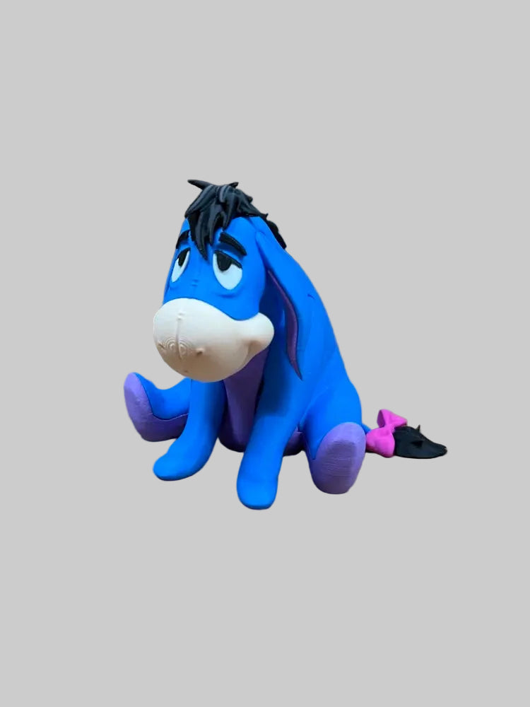 Eeyore – one 3D printed decorative figure photographed individually