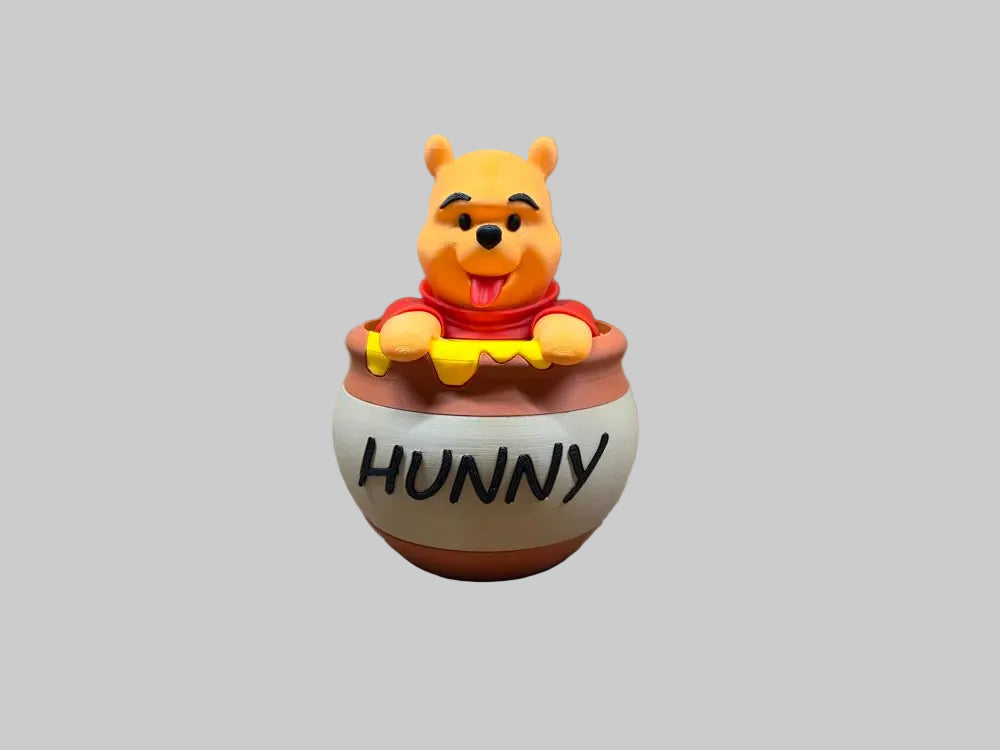 Winnie the Pooh in Honey Pot – one 3D printed decorative figure photographed individually