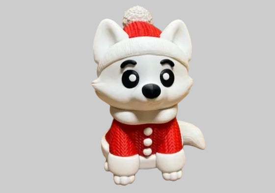 Festive White Fox – example of a 3D printed display figure
