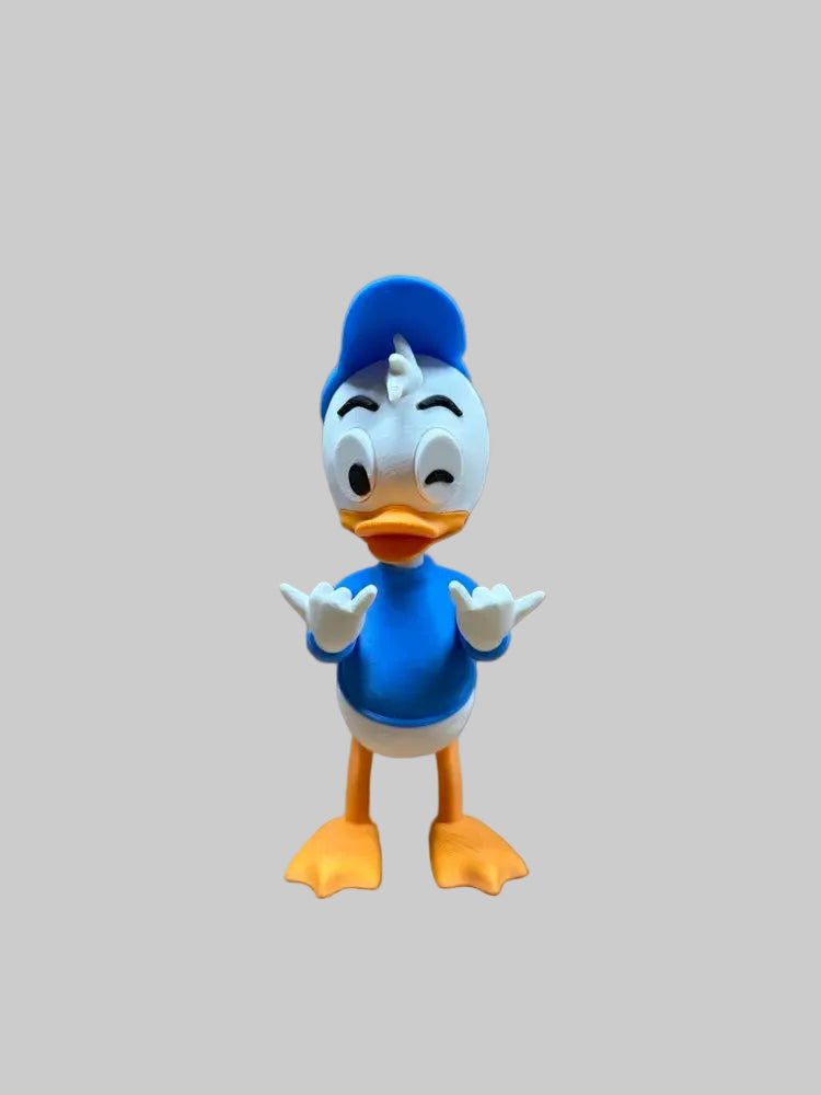 Dewey Duck – single 3D printed duck figure wearing blue