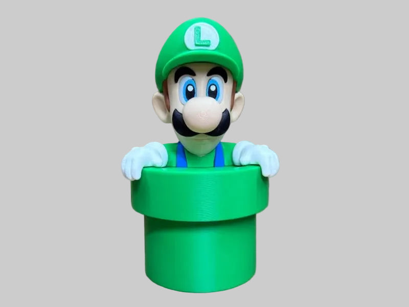 Luigi in Pipe – green-capped Luigi 3D printed figure