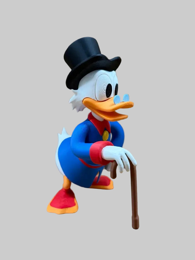 Uncle Scrooge – single 3D printed duck figure with top hat and cane
